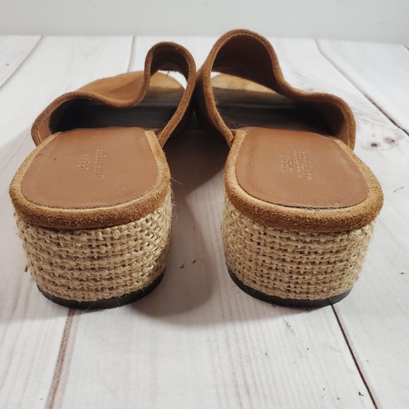 Urban Outfitters Sandals 8 Shoes Womens Jute Heels Open Toe Brown Suede - Picture 5 of 10